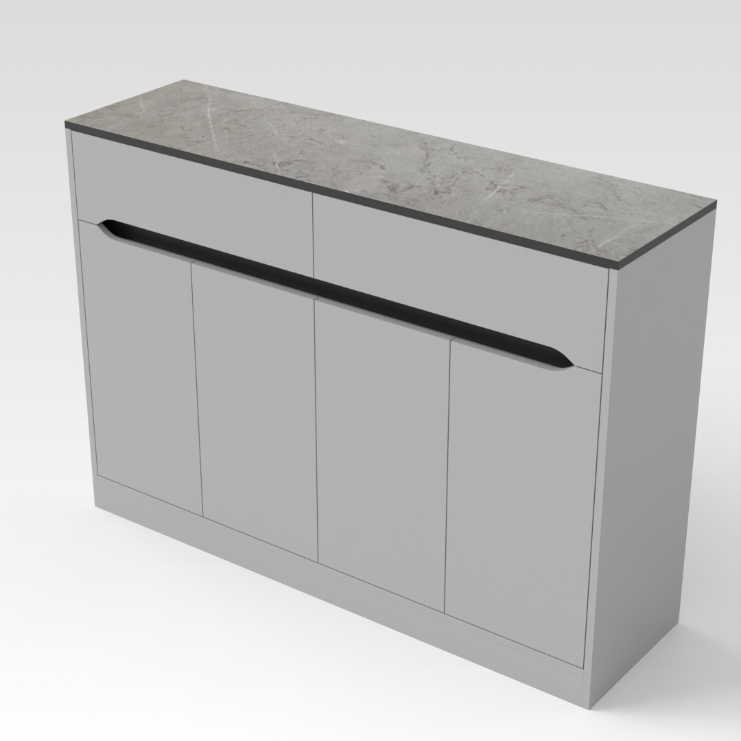 Light Gray & Brown Stone-Grain Top Shoe Cabinet