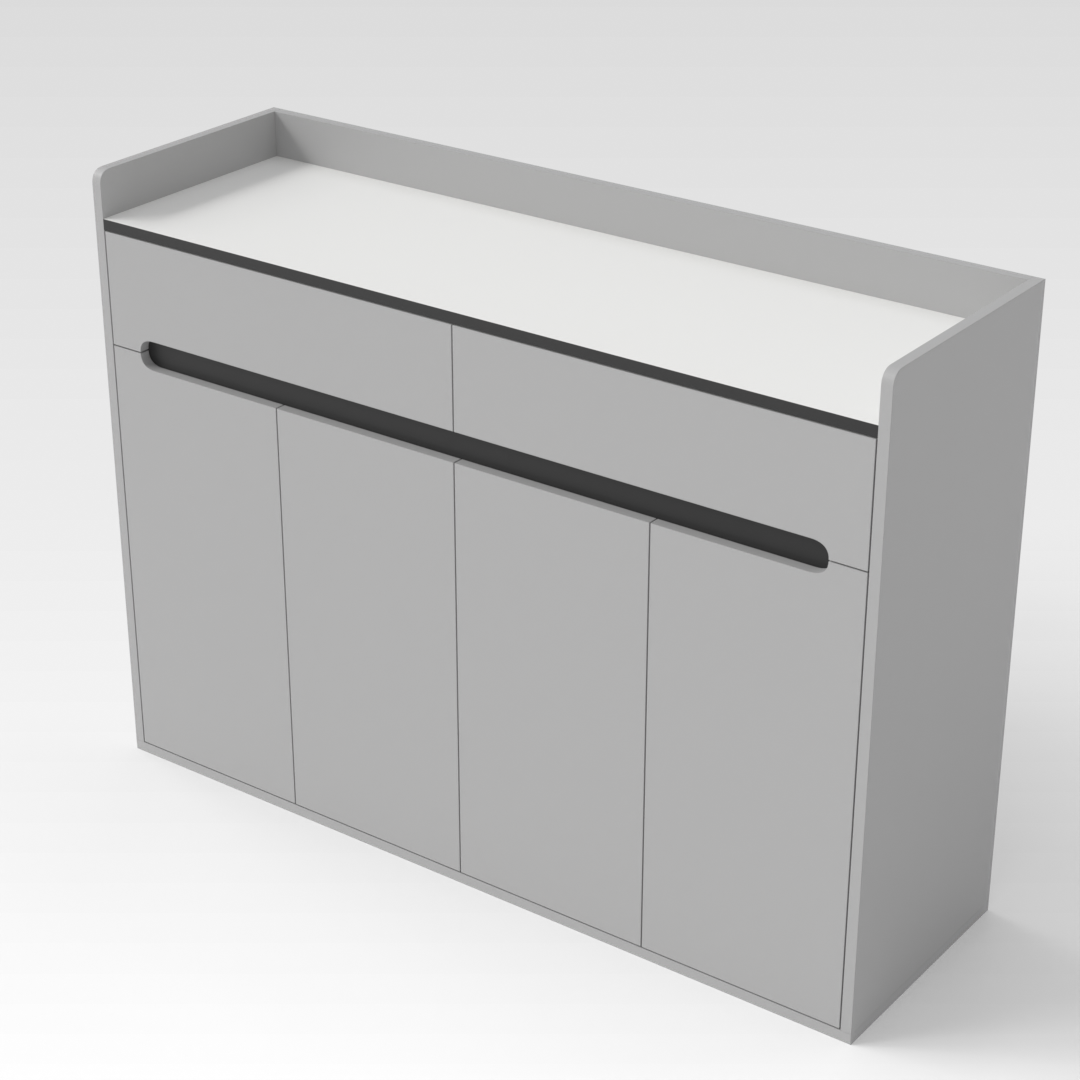 Light Gray & Black Shoe Cabinet