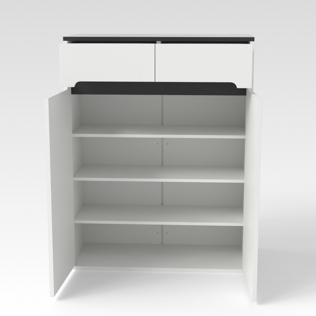 Light Gray & Black Shoe Cabinet