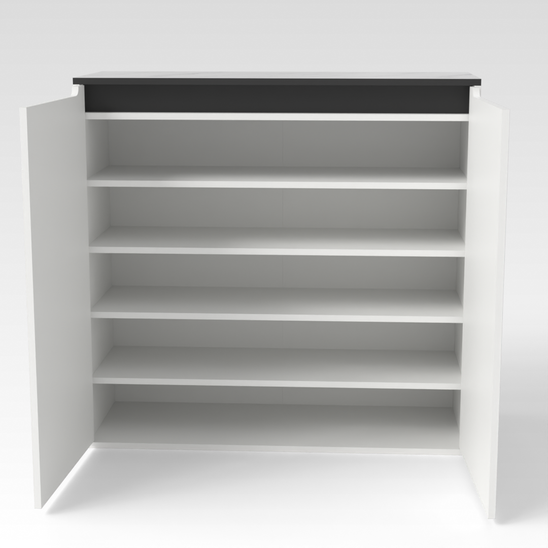 Warm White & Black Shoe Cabinet