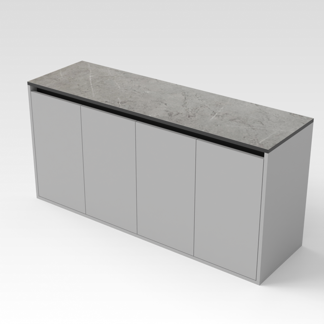 Light Gray & Brown Stone-Grain Top Shoe Cabinet