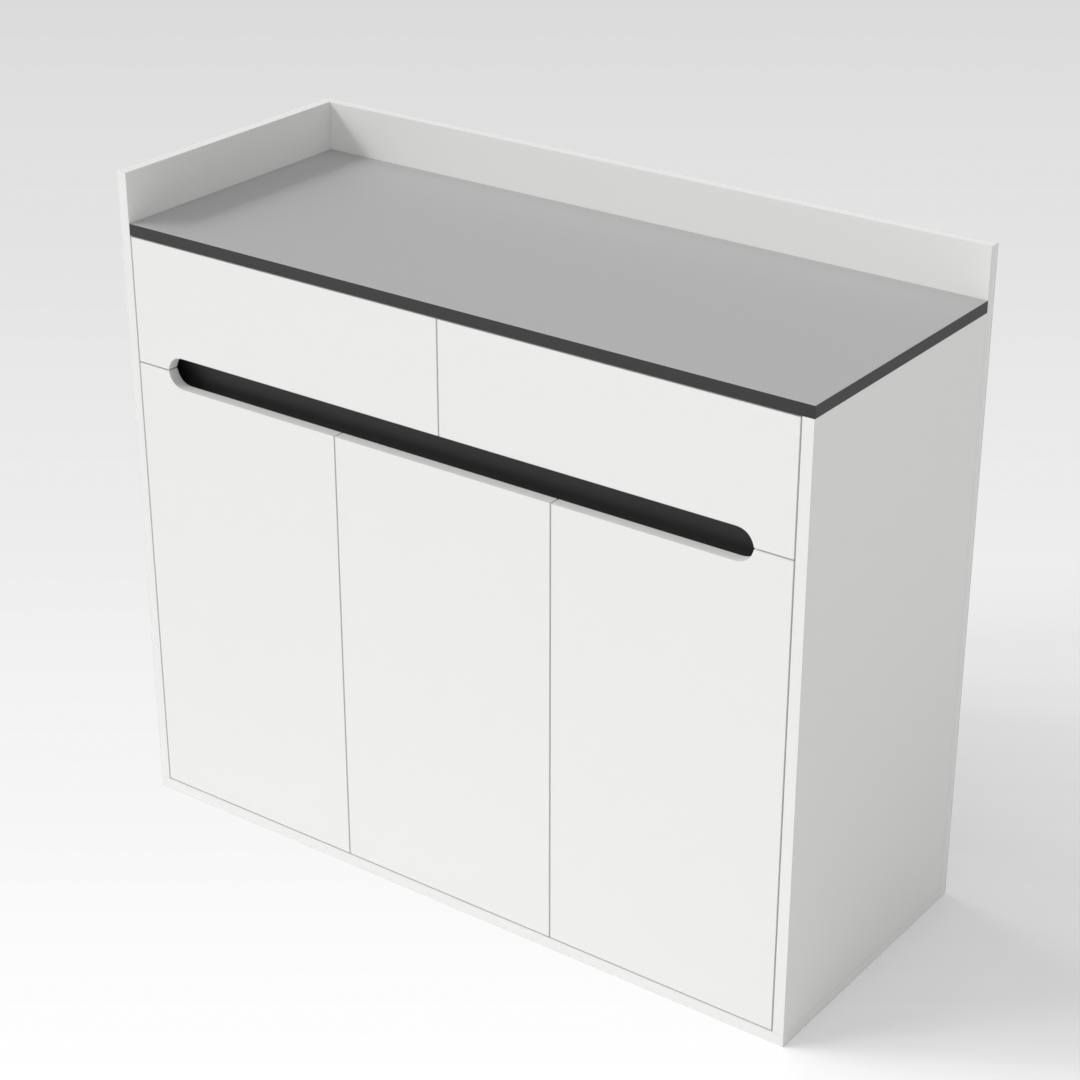 Warm White & Light Gray Shoe Cabinet