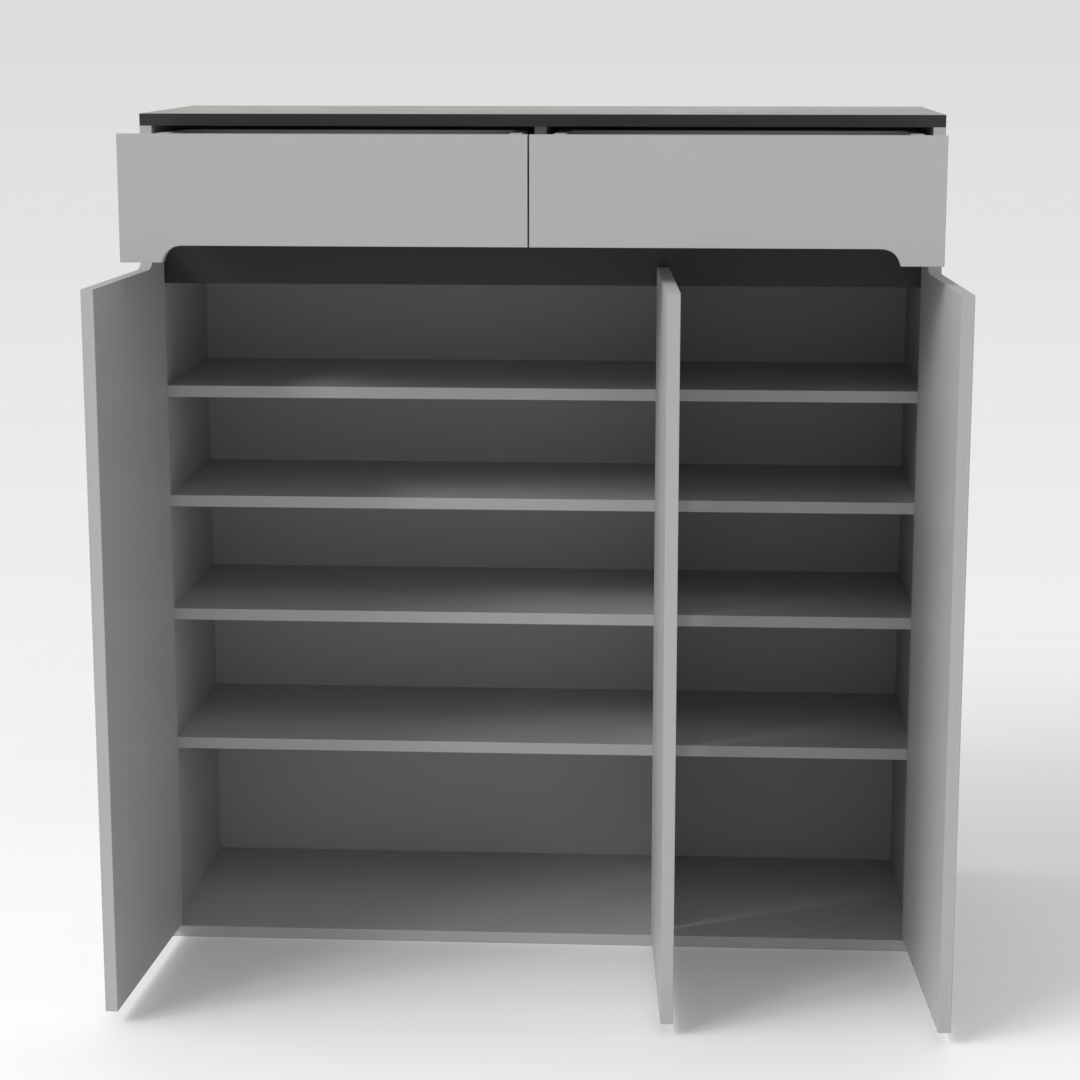 Light Gray & Brown Stone Shoe Cabinet