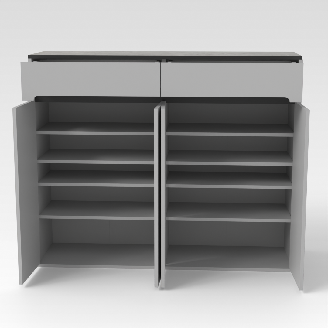 Light Gray & Brown Stone Shoe Cabinet
