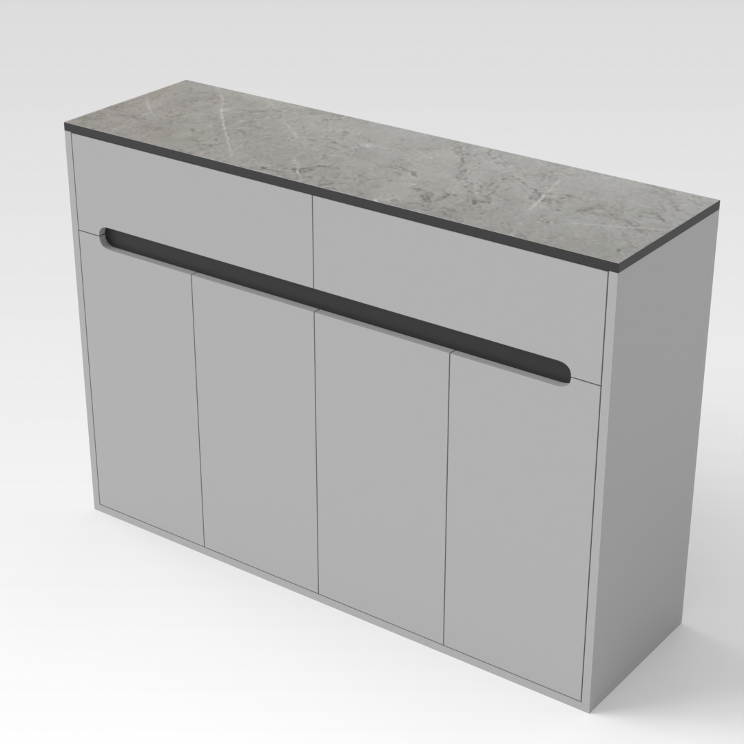 Light Gray & Brown Stone-Grain Top Shoe Cabinet