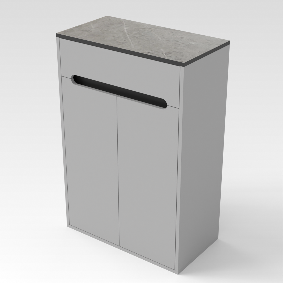 Light Gray & Brown Stone-Grain Top Shoe Cabinet