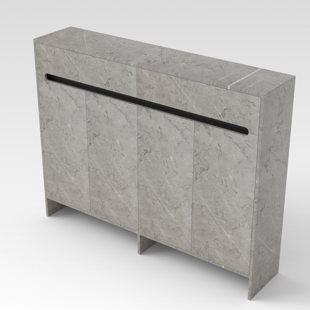 Brown Stone Grain & Black Shoe Cabinet