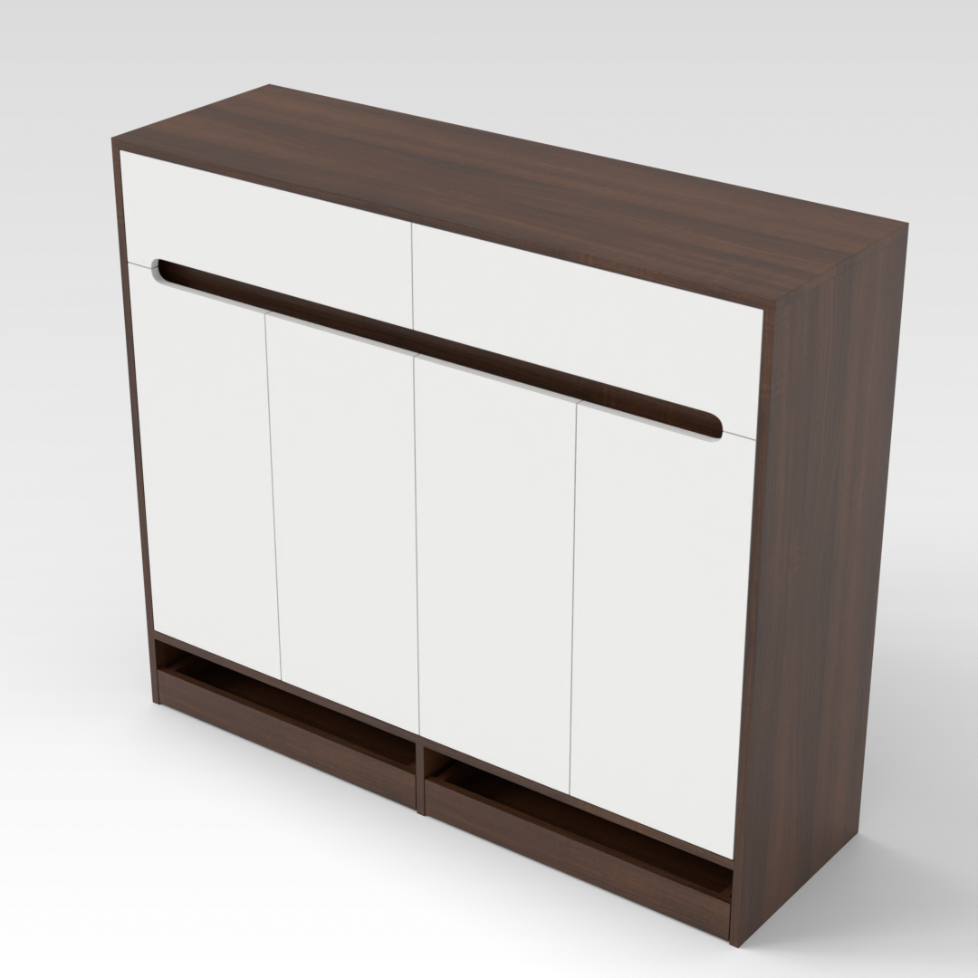 Prairie Oak & Warm White Shoe Cabinet