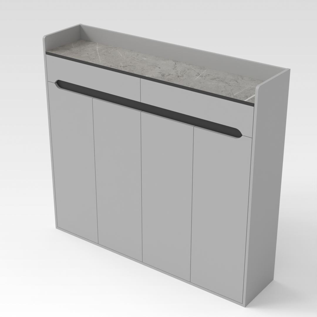 Light Gray & Black Shoe Cabinet