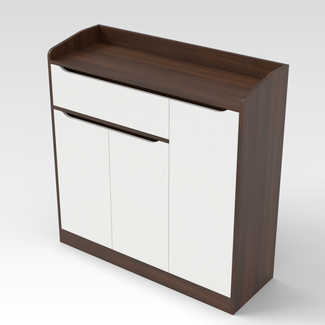 Prairie Oak & Warm White Shoe Cabinet