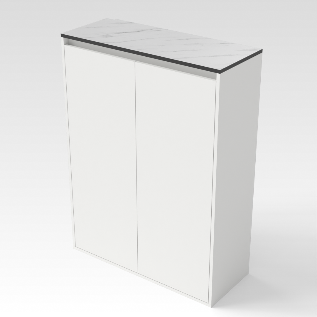Warm White & White Marble Shoe Cabinet
