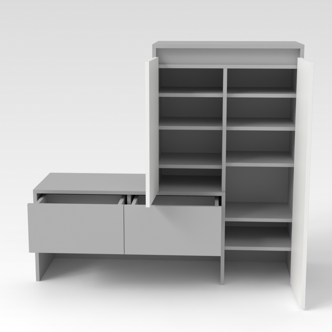Light Gray & Warm White Shoe Cabinet