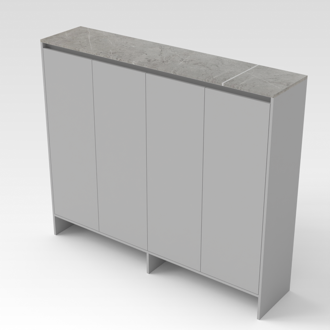 Light Gray & Brown Stone-Grain Top Shoe Cabinet