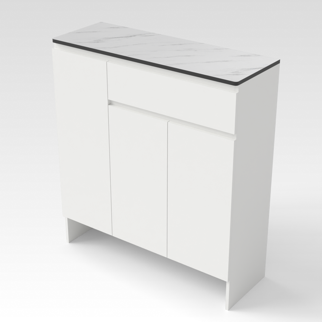 Warm White & White Marble Shoe Cabinet