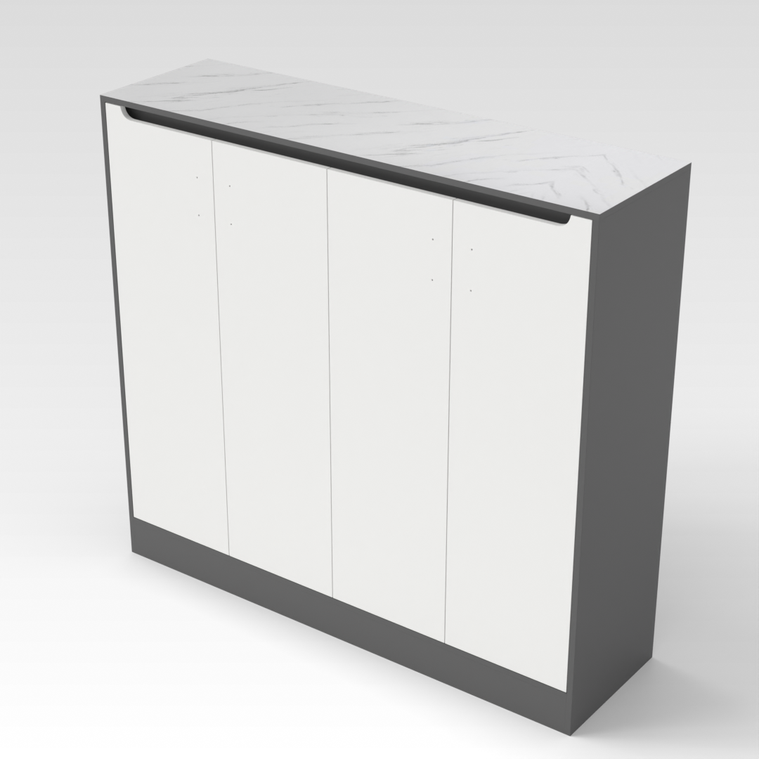 Sky Gray & Warm White Shoe Cabinet
