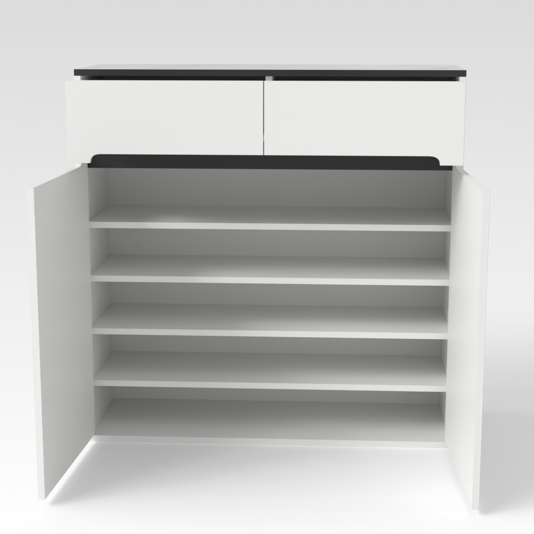 Warm White & White Marble Shoe Cabinet