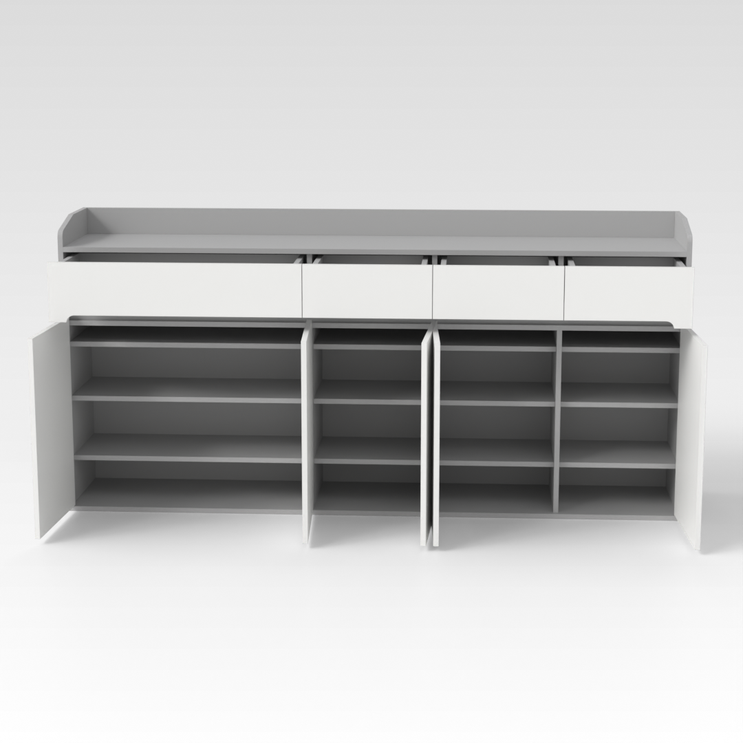 Light Gray & Warm White Shoe Cabinet