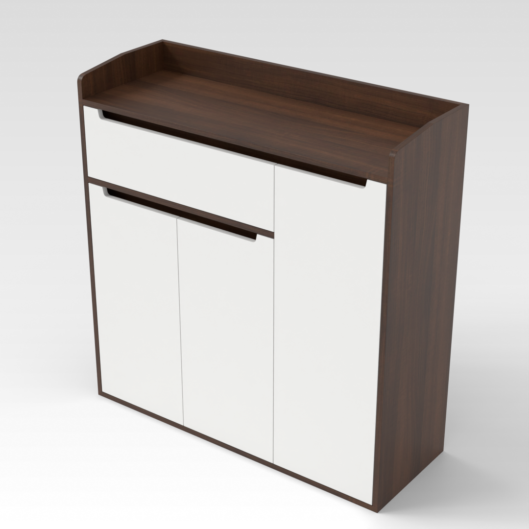 Prairie Oak & Warm White Shoe Cabinet