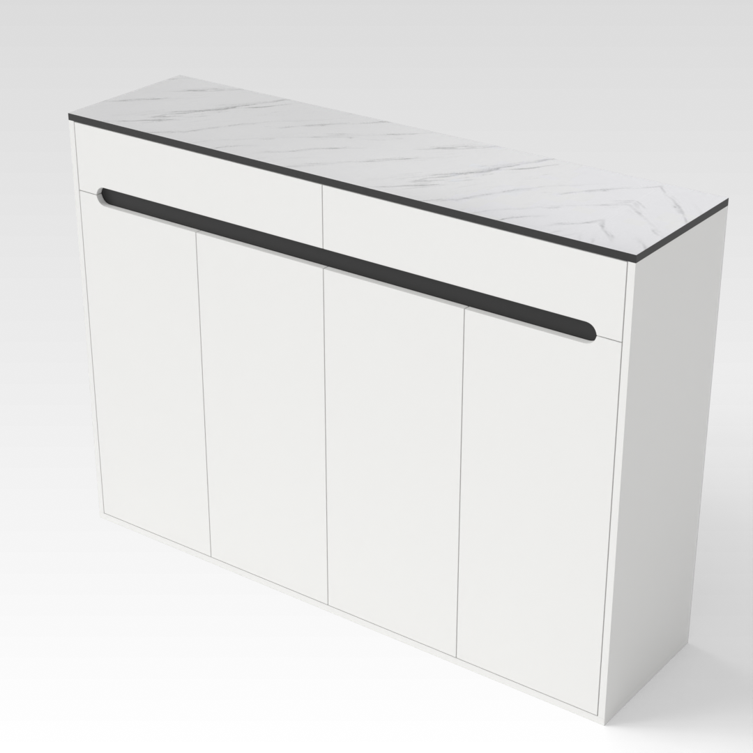 Warm White & Marble Shoe Cabinet