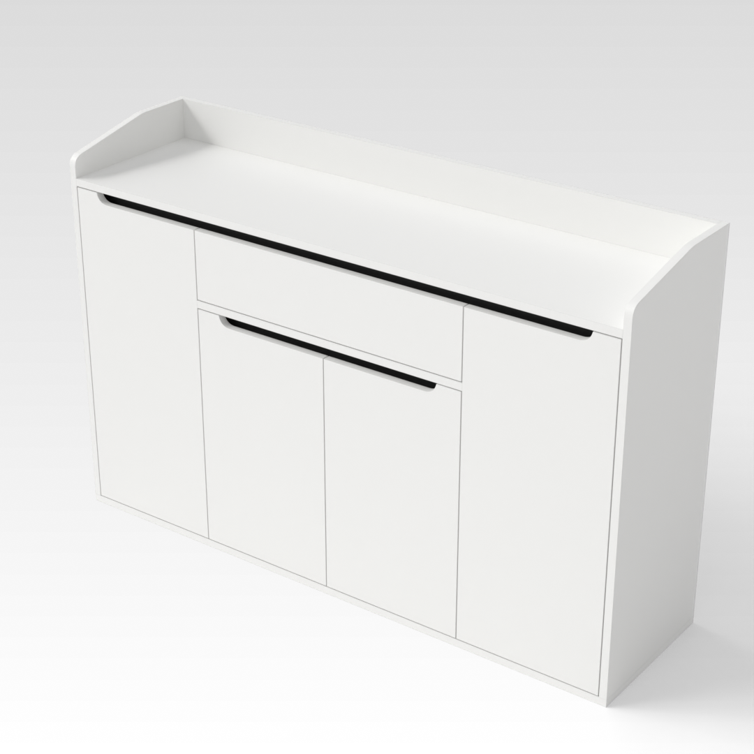 Warm White & Black Shoe Cabinet