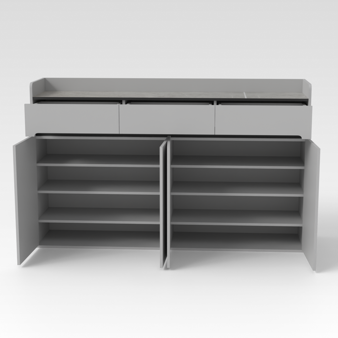 Light Gray & Brown Stone Shoe Cabinet