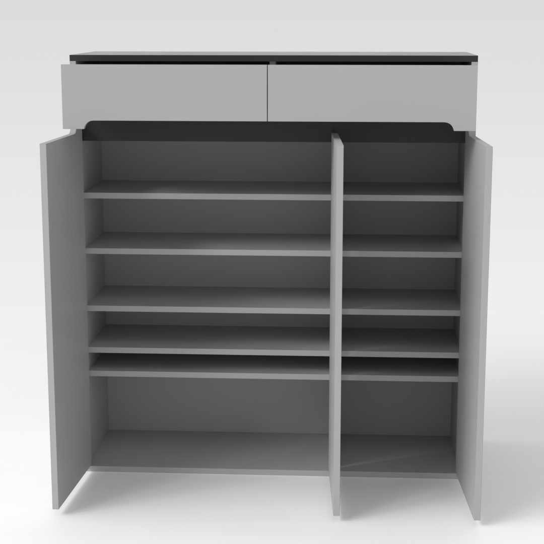 Light Gray & Brown Stone Shoe Cabinet