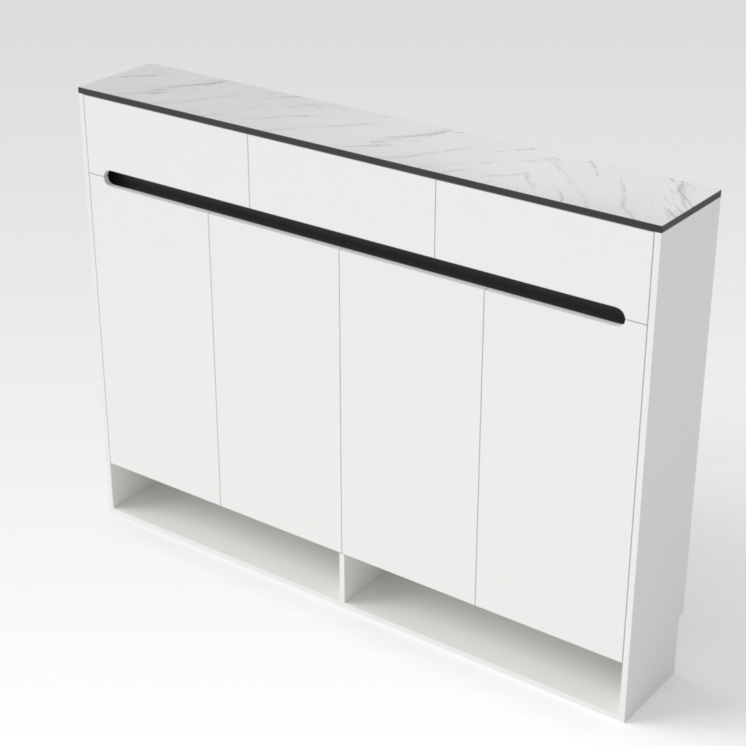 Warm White & Black Shoe Cabinet