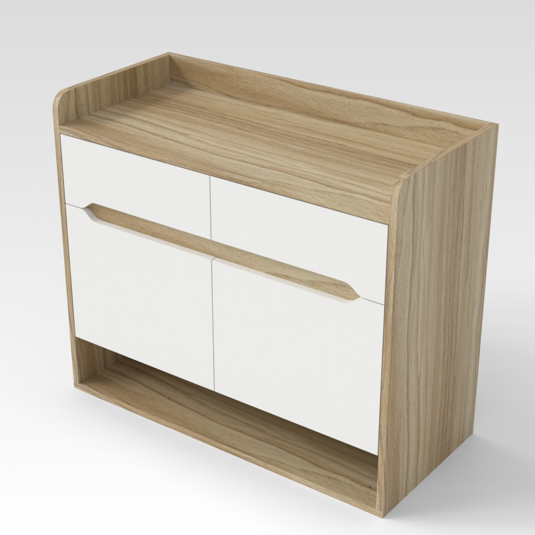 Country Oak & Warm White Shoe Cabinet
