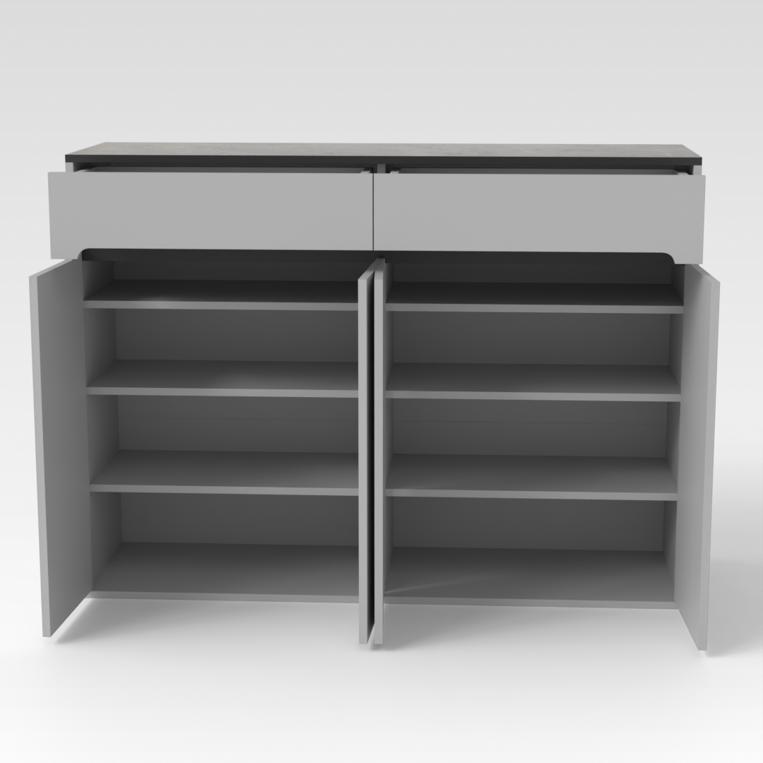 Light Gray & Black Shoe Cabinet
