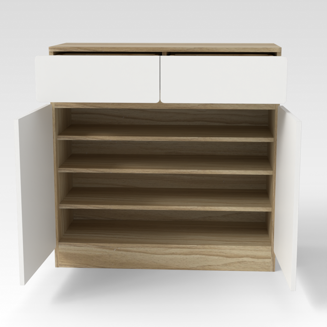 Country Oak & Warm White Shoe Cabinet