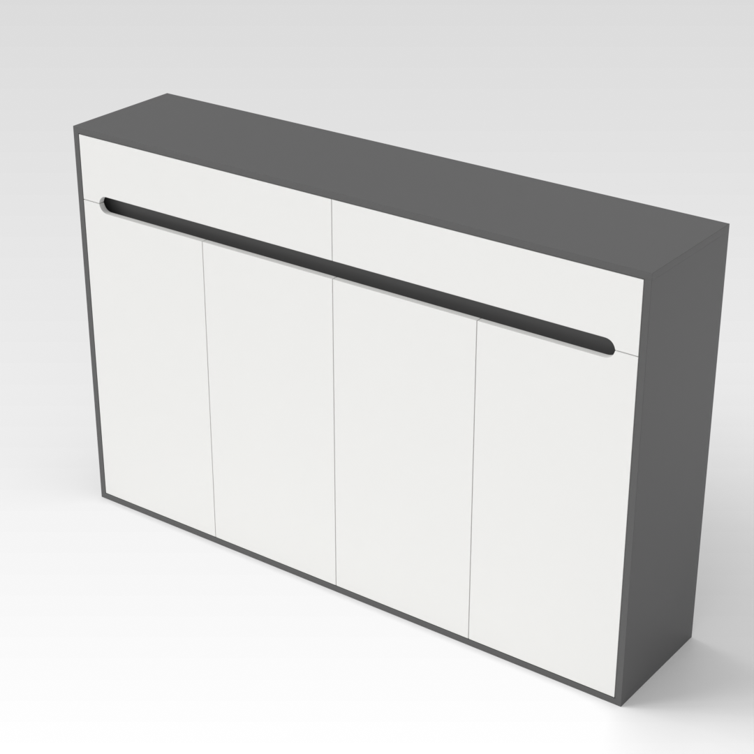 Sky Gray & Warm White Shoe Cabinet