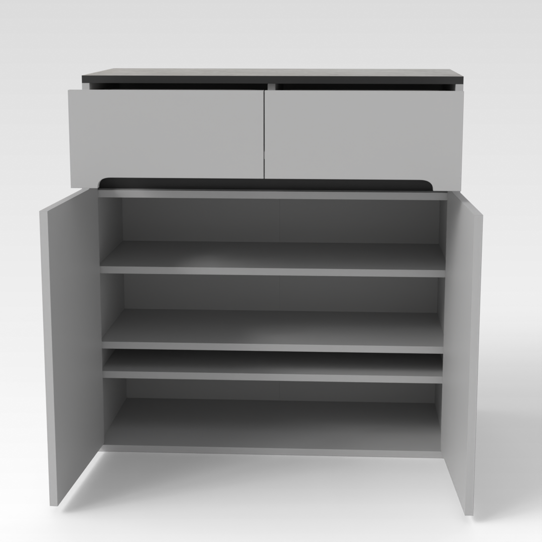 Light Gray & Black Shoe Cabinet