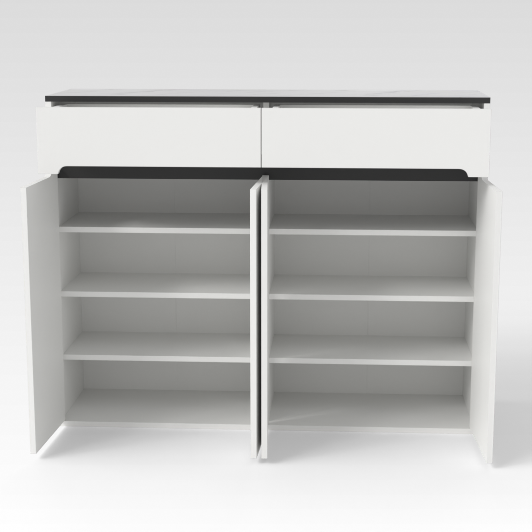 Warm White & Black Shoe Cabinet