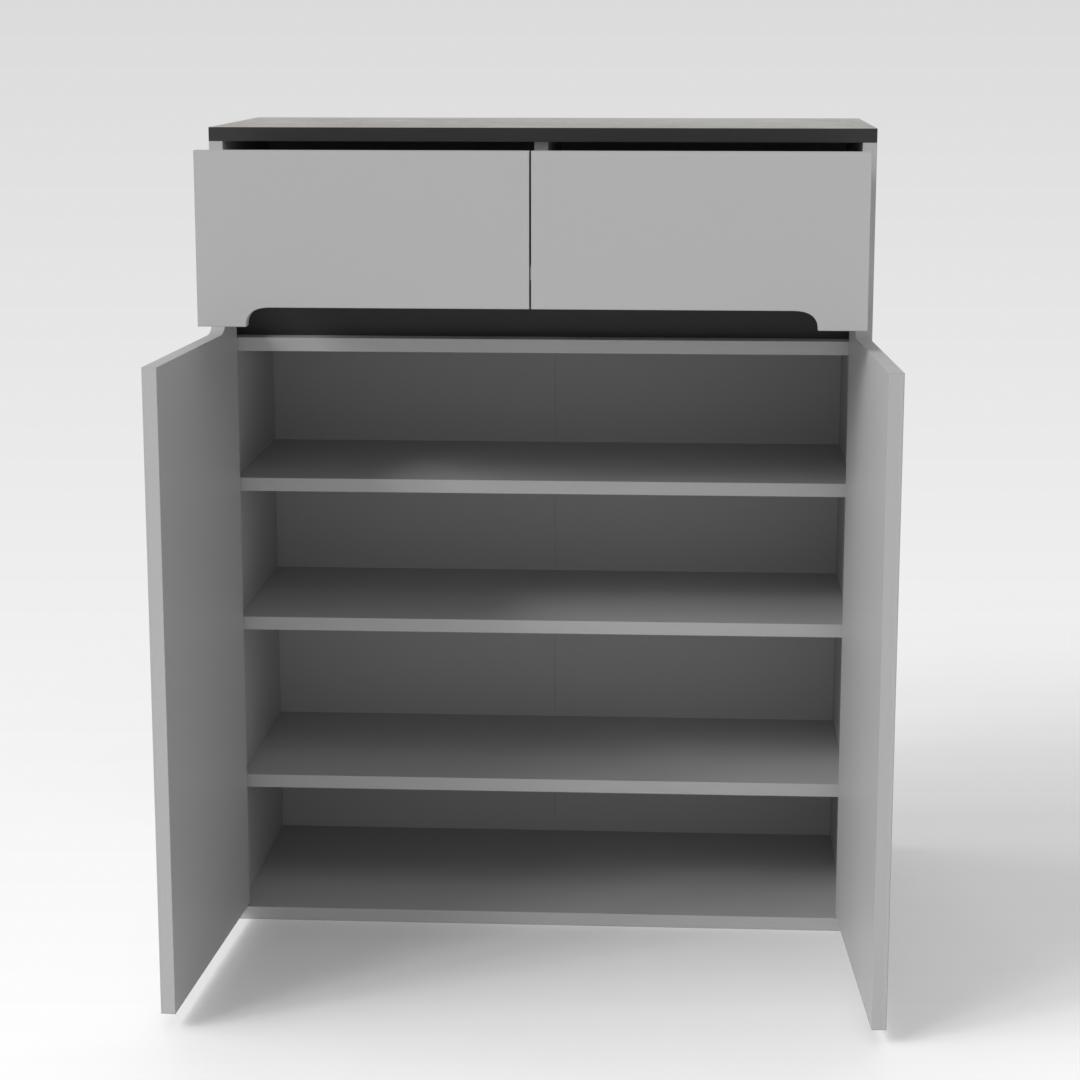 Light Gray & Brown Stone Shoe Cabinet