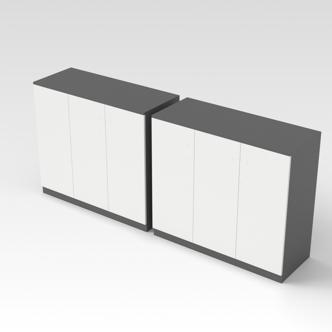 Sky Gray & Warm White Accent Cabinet