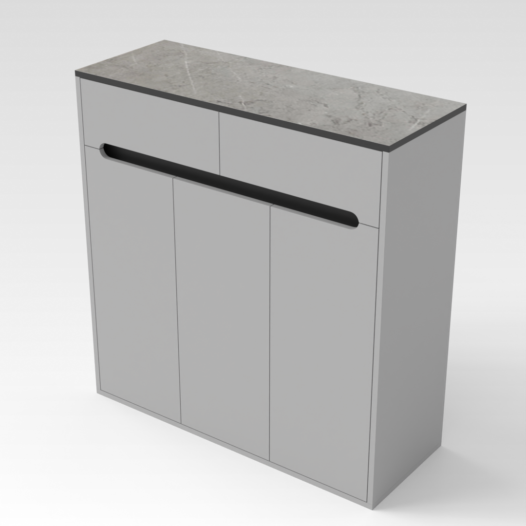 Light Gray & Brown Stone-Grain Top Shoe Cabinet