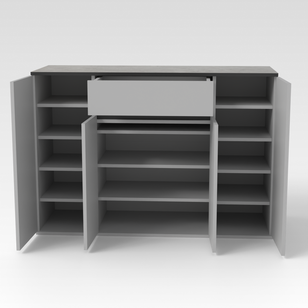 Light Gray & Black Shoe Cabinet