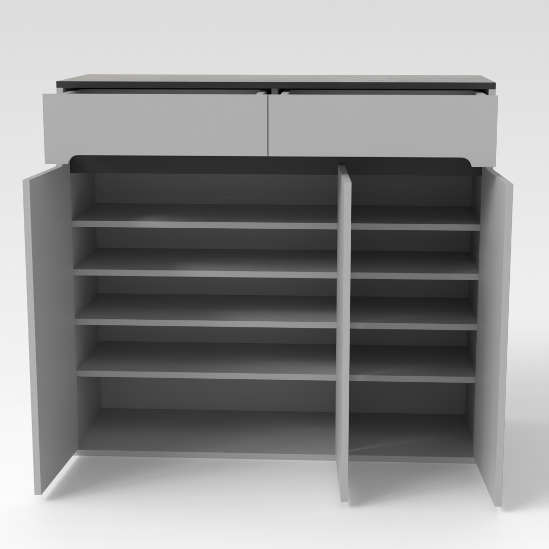 Light Gray & Black Shoe Cabinet