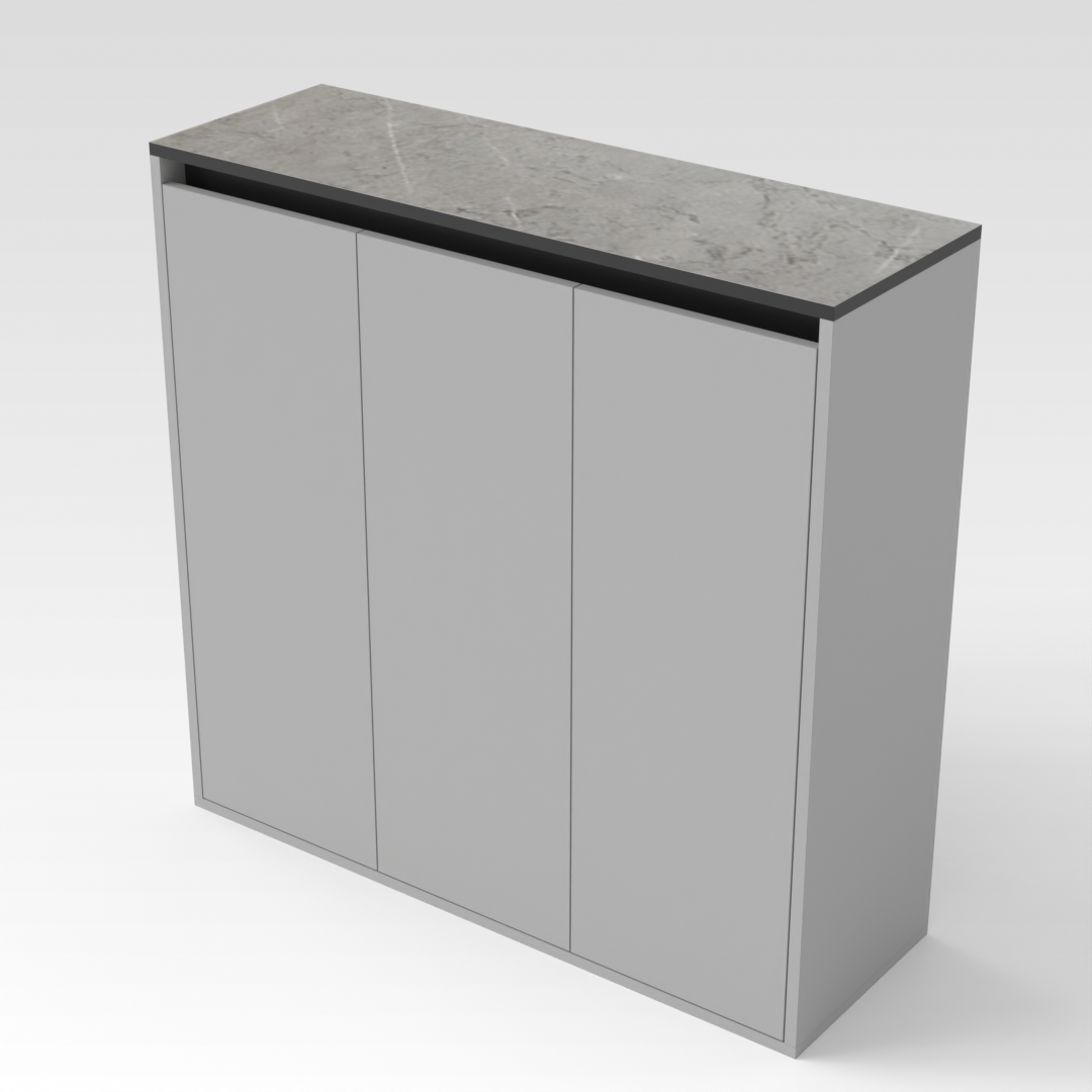 Light Gray & Brown Stone-Grain Top Shoe Cabinet