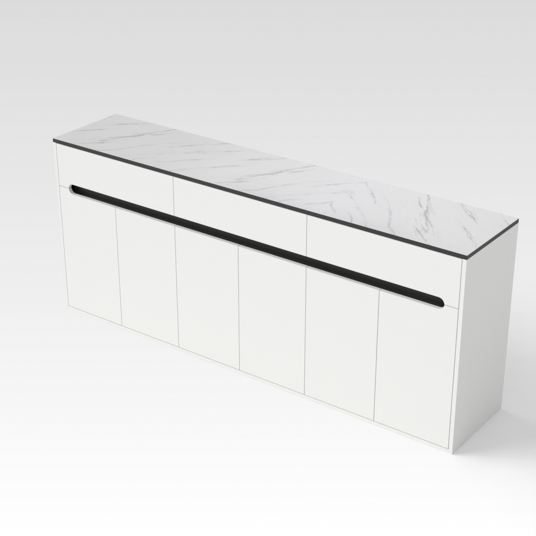Warm White & White Marble-Grain Top Shoe Cabinet