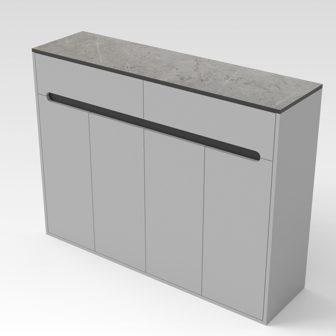 Light Gray & Brown Stone-Grain Top Shoe Cabinet