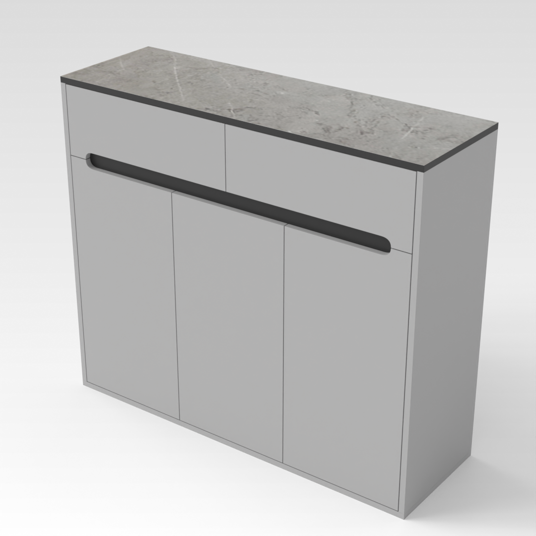 Light Gray & Brown Stone-Grain Top Shoe Cabinet