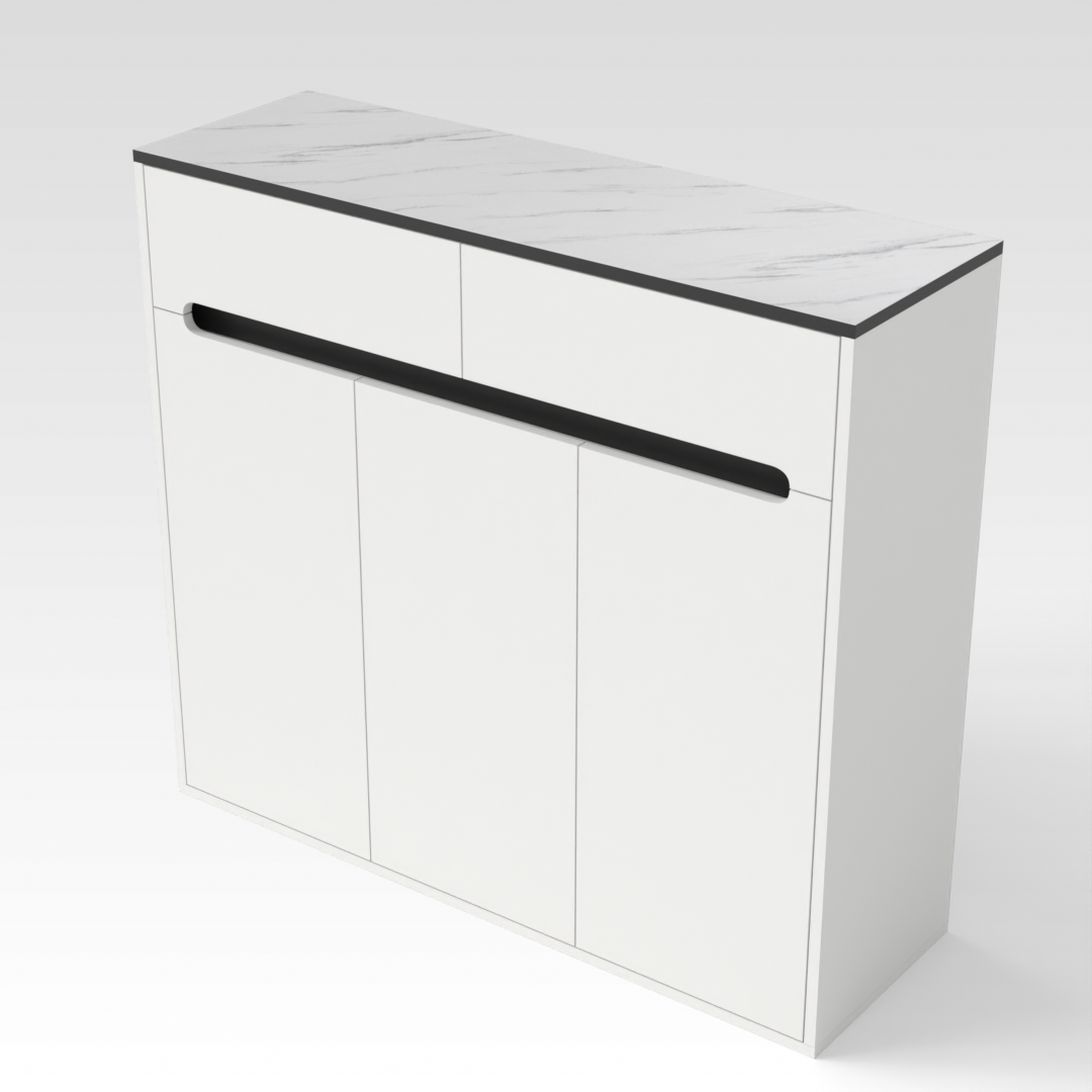 Warm White & White Marble Shoe Cabinet