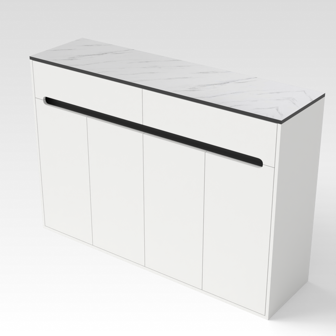 Warm White & White Marble Shoe Cabinet