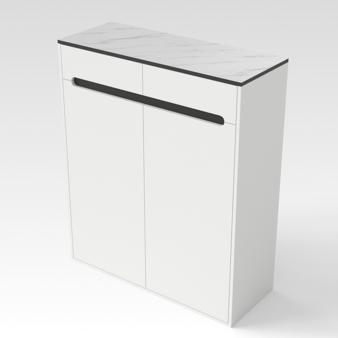 Warm White & Black Shoe Cabinet