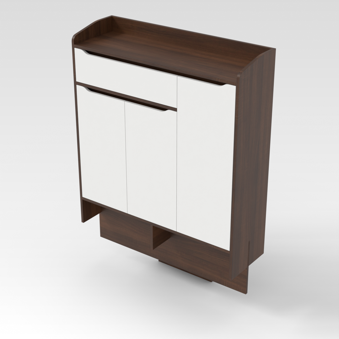 Prairie Oak & Warm White Shoe Cabinet
