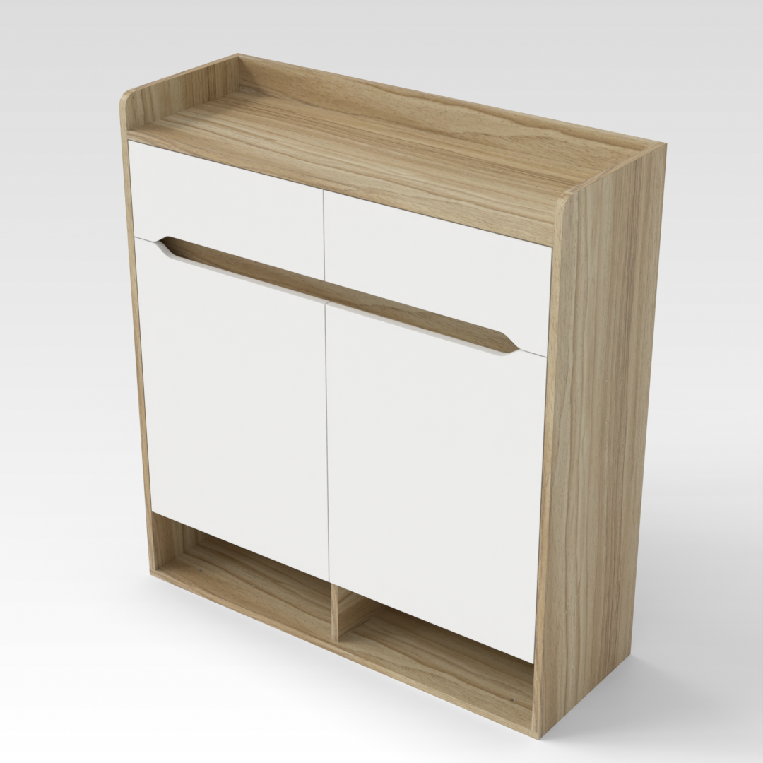 Country Oak & Warm White Shoe Cabinet