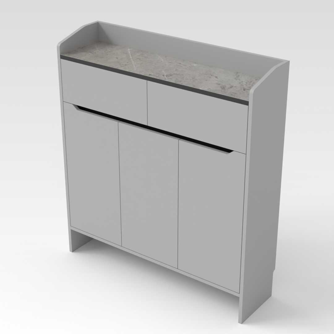 Light Gray & Black Shoe Cabinet