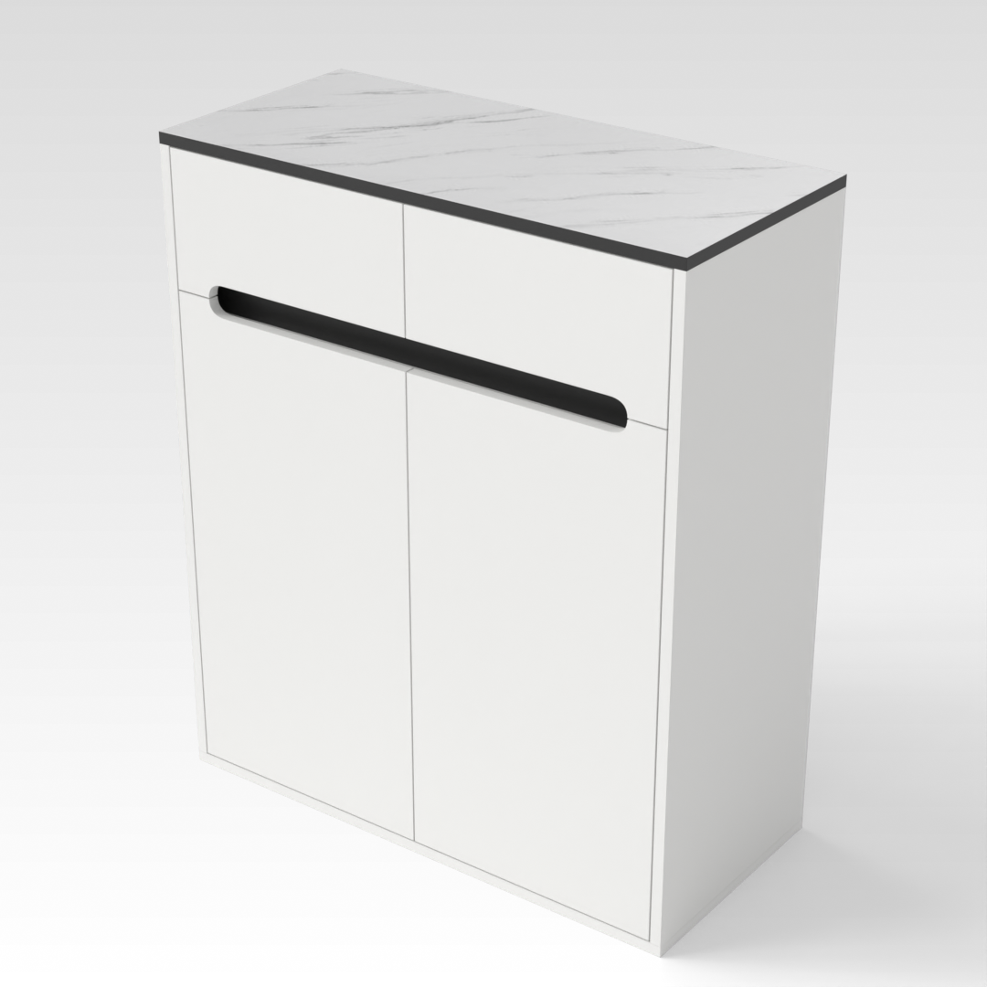Warm White & Marble Shoe Cabinet