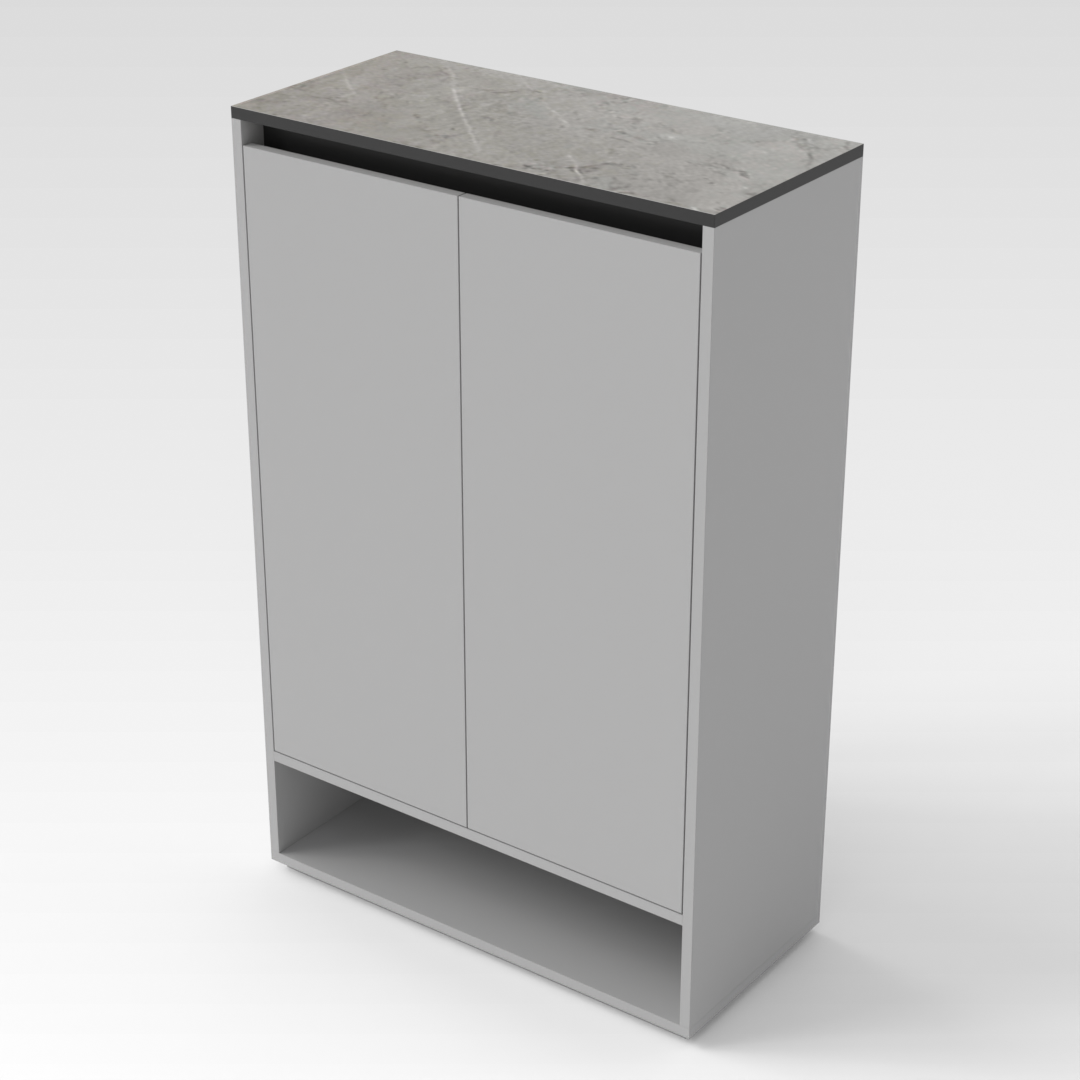 Light Gray & Black Shoe Cabinet